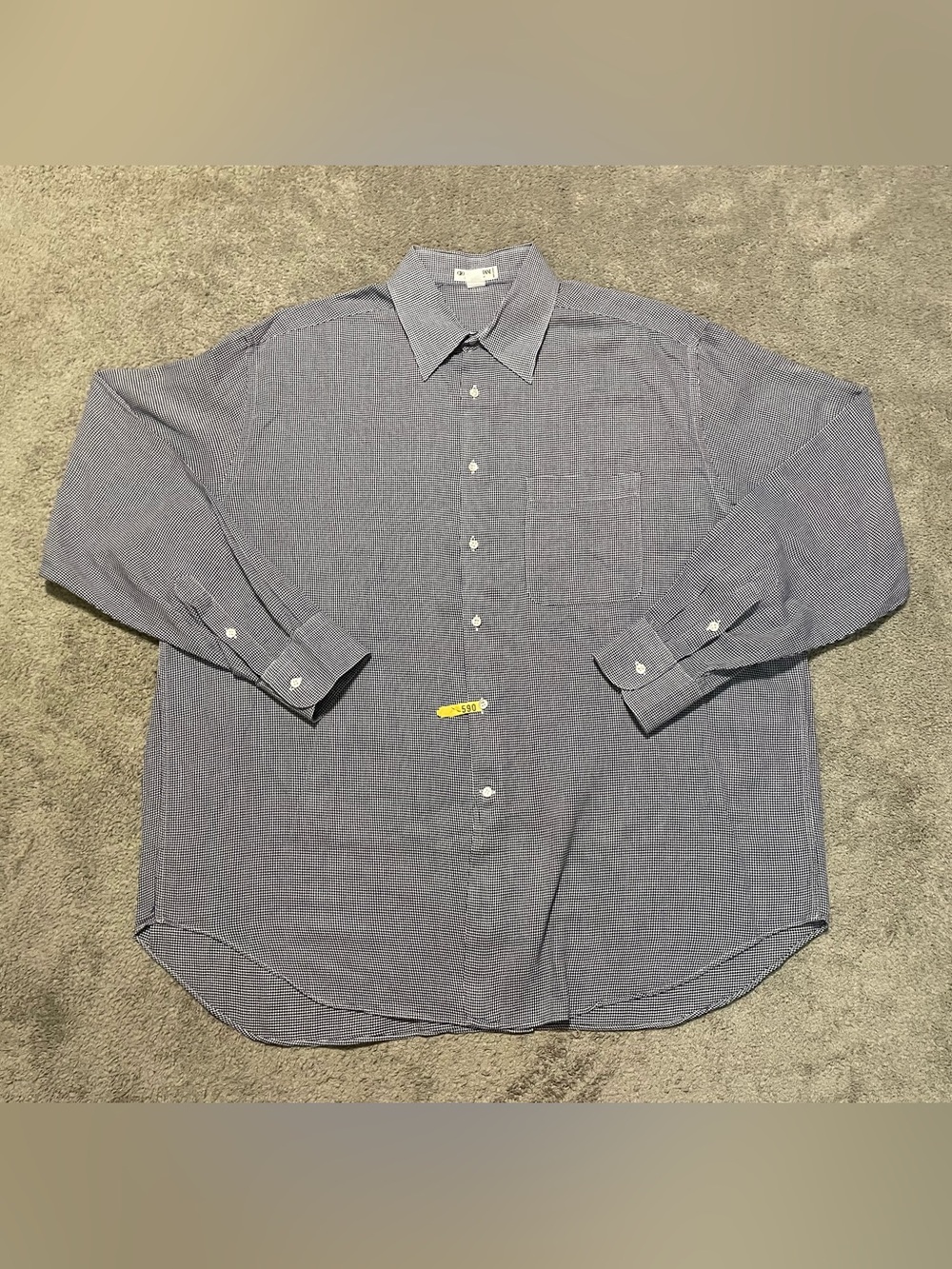 Giorgio Armani Men's Blue Micro-Check Dress Shirt